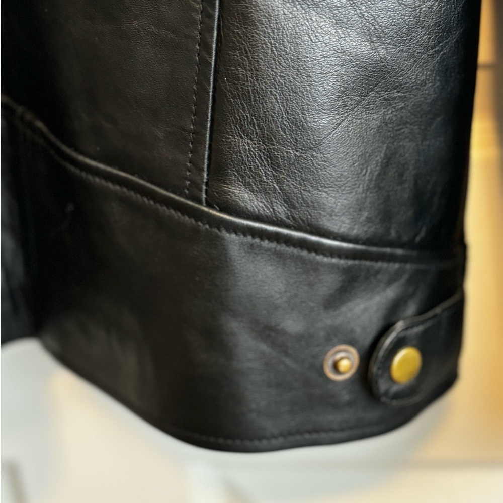 NWOT WOMENS BlACK BIKER LEATHER SHEEPSKIN ZIPPERED RIDING JACKET SZ L - Picture 10 of 16